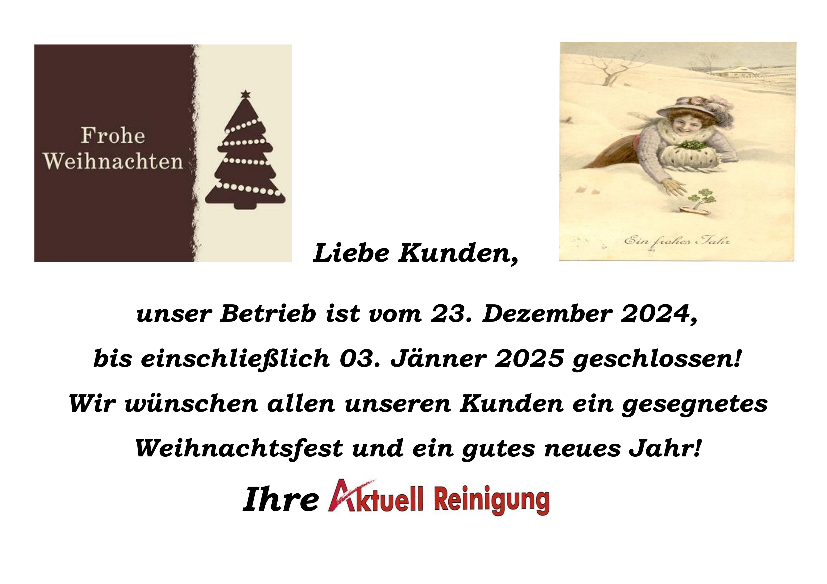 Weihnachtsurlaub Aktuell Reinigung